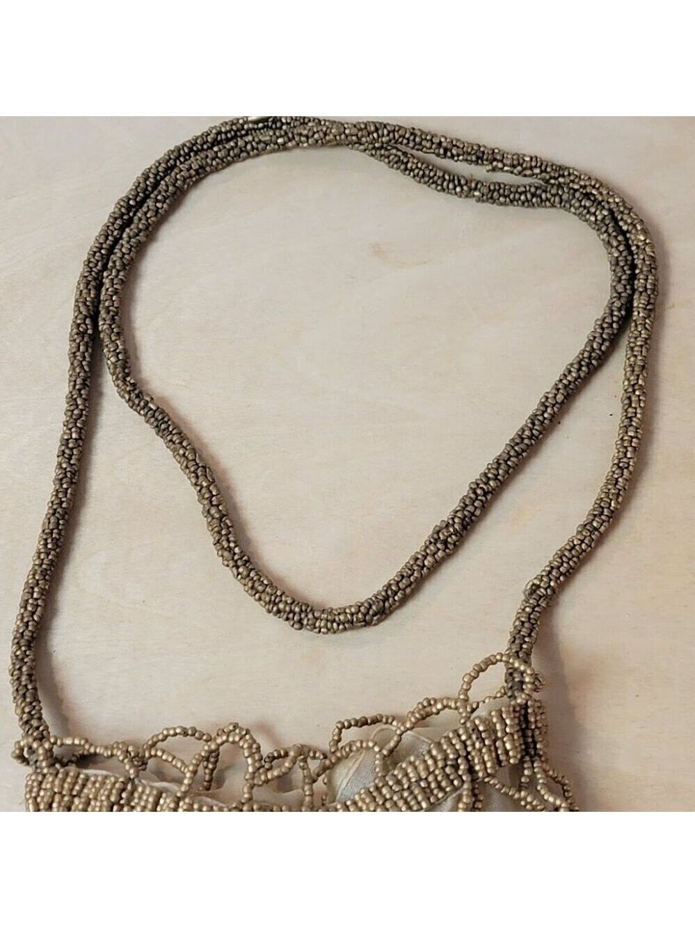 1990s Gold Beaded Crochet Pouch Crossbody Bag - Super Cute - Picture 8 of 12